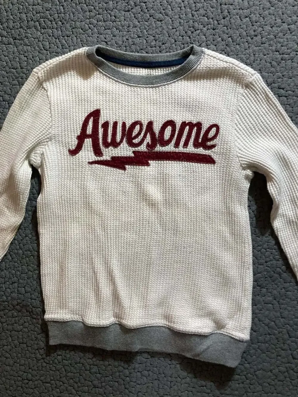Old Navy Boys Waffle Knit Long Sleeve T-Shirt Awesome Graphic